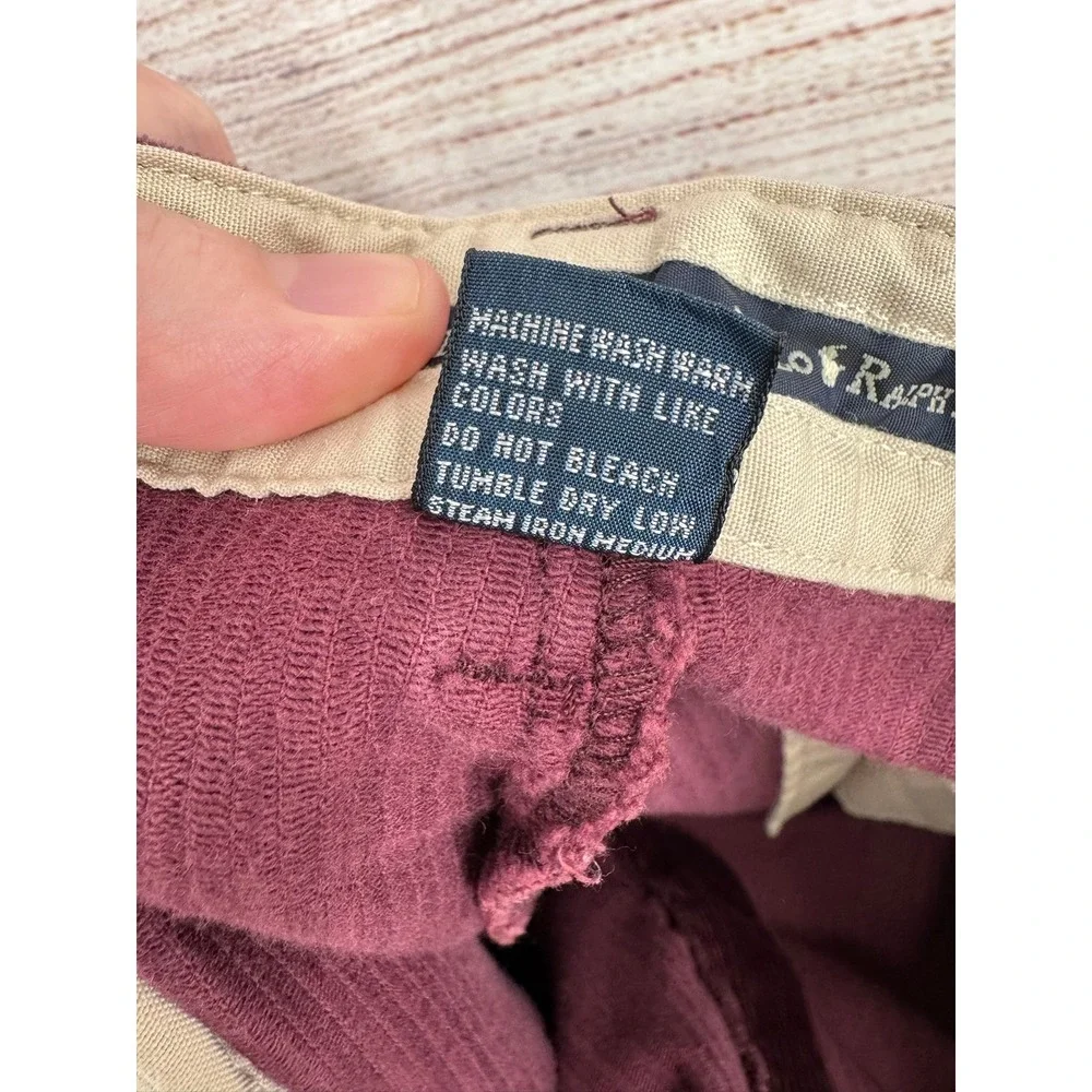 Polo Ralph Lauren Corduroy Pants Mens 38x32 Burgundy Pleated Front Cords